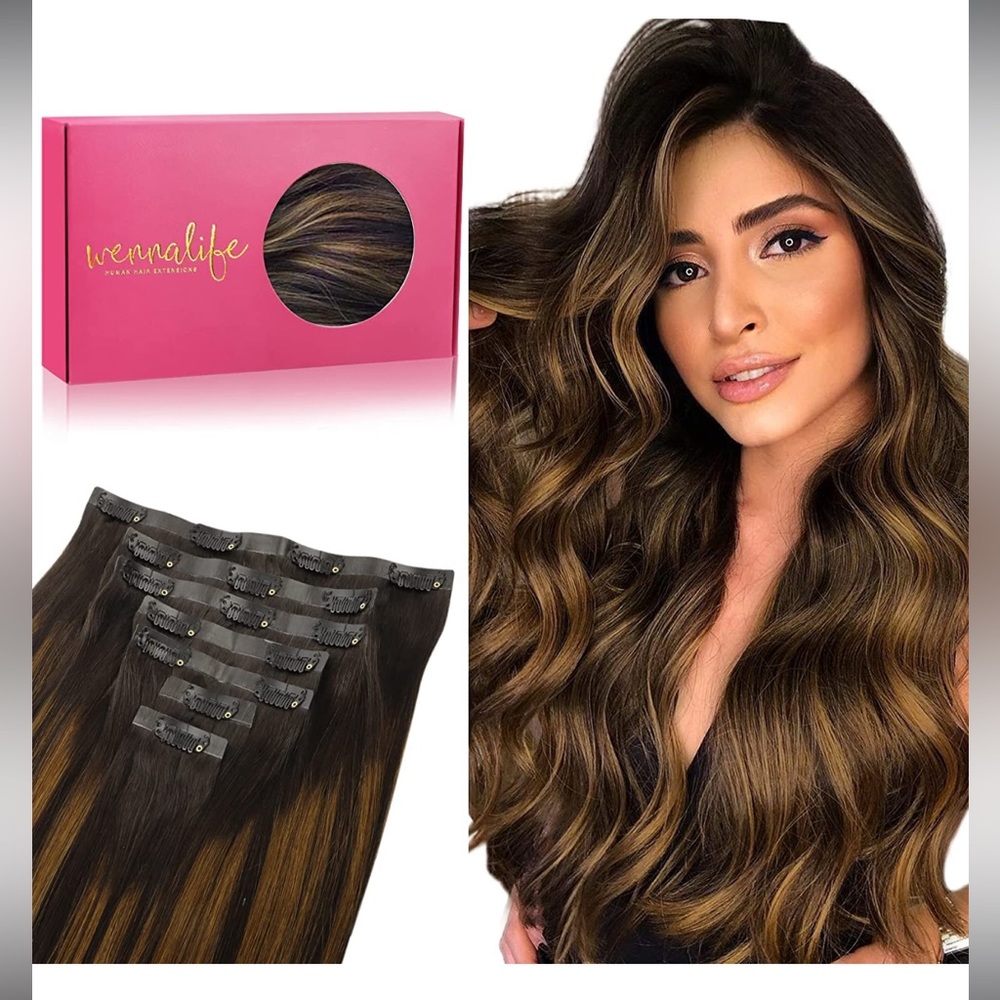 100% Human Hair Clip in Extensions WENNALIFE 22”